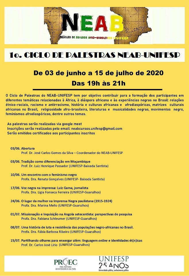 Cartaz I Ciclo de Palestras Neab 2020